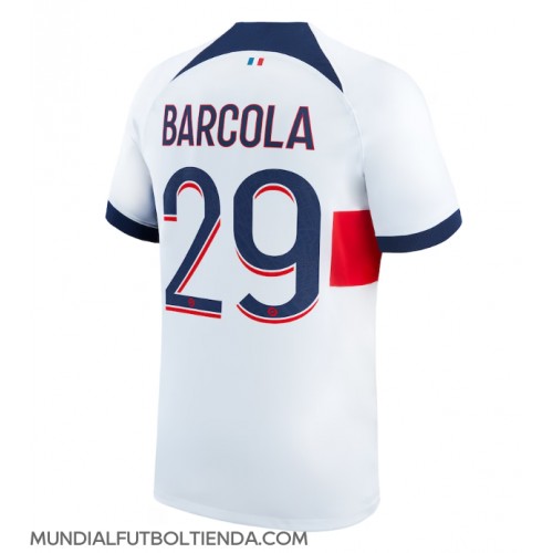 Camiseta Paris Saint-Germain Bradley Barcola #29 Segunda Equipación Replica 2023-24 mangas cortas